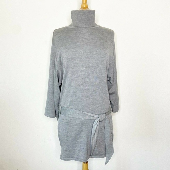 Turtleneck Belted Pocketed Sweater Tunic - Picture 1 of 9